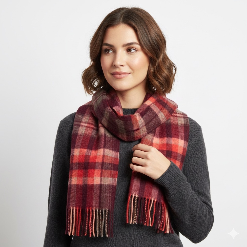 EDINBURGH (Since 1437) 100% Soft Lambswool Plaid/Tartan Fringed Scarf